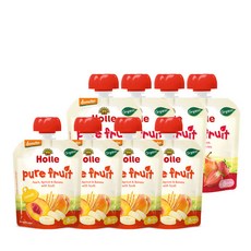 홀레 유기농 과일 퓨레 8개월 이상 사과 딸기 4p + 복숭아 살구 바나나 스펠트 4p, 1세트