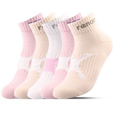 renoma 女性F型運動毛圈短襪5雙入, 隨機出貨