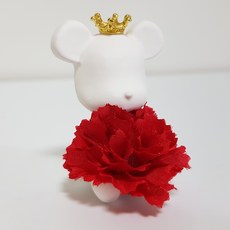 Lavida39 抱著康乃馨的小熊石膏裝飾芳香劑 紅色 2p + 補充精油 3ml x 2p + 車用夾 2p, 薰衣草沐浴