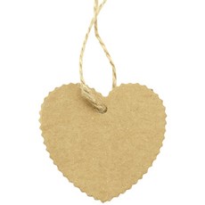 DONA&DECO 梅森心形牛皮紙吊牌 98入 + 牛皮紙麻繩 10m, 牛皮紙, 1套