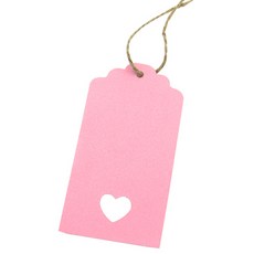 Donna&deco Mir 復古風愛心打孔吊牌 粉紅色 98入 + 牛皮麻繩 10m, 混合顏色, 1套