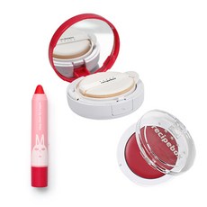 食譜盒兒童植物化妝套組, 唇筆15g+腮紅3g+防曬氣墊15g, 1組