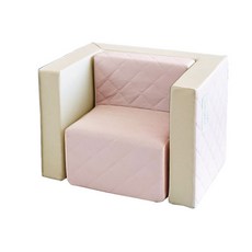 MAMMA KIDS Folder 沙發椅桌子組裝墊組, 粉色 奶油白
