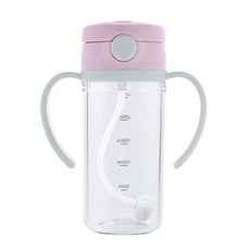 AGAFURA Tritan材質按壓式防漏重力球吸管杯, 粉色, 1個, 300ml