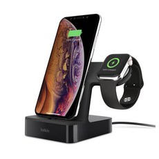 벨킨 아이폰 고속 충전 애플워치 2in1 멀티 충전독 거치대, F8J237kr, 블랙, 1개