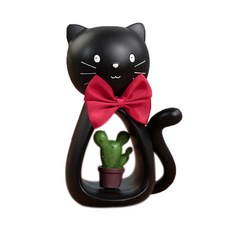 미니띠네 캣 디자인 저금통 중, 블랙, 1개