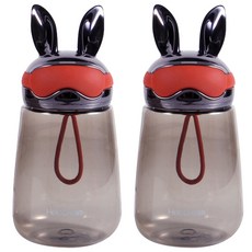 兔子飛行員造型水壺 2入組, 黑色, 400ml
