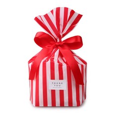 indi.k OPP M型底部塑膠袋, 紅色條紋, 65入