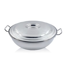 電磁爐適用雙耳不鏽鋼炒鍋+鍋蓋, 單色, 450*250*140mm