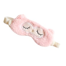 Easy Warm蓬鬆動物涼感眼罩 粉色貓頭鷹, 1件, 1個