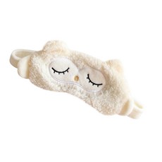 Easy Warm蓬鬆動物涼感眼罩 白色貓頭鷹, 1件, 1個