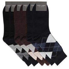 COZY LABEL 男士菱格紋長筒西裝紳士襪6雙組