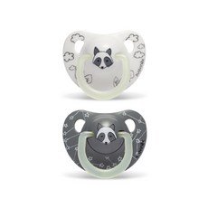 suavinex 夜光矽膠奶嘴, 6個月以上, 浣熊款, 1組