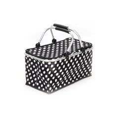 圓點圖案隔熱野餐籃, 黑色的