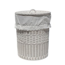 藤編小舖 圓形籃 B309, 白色, 1個