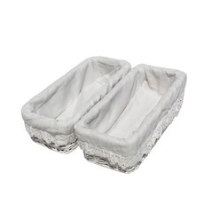 藤編坊 長方形迷你籃 B409, 白色,白色, 1套