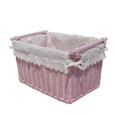 Rattan Shop 長方形多用途高款籃 B303, 粉紅色, 1個