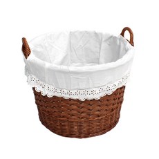 藤編店圓形手提籃 B404, 棕色