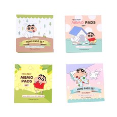 플라잉웨일즈 짱구는못말려 메모지 4종 세트, 멍멍짱구, 흰둥이랑, 옥수수펑펑, 꿈속에서, 1세트