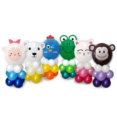 WOW PARTY KOREA 夏令聖經學校 動物氣球 6種 + 支柱材料氣球, 支柱套組2, 1套