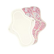 粉色花紋兩層吸收墊蝶翼型布衛生棉, 1件, 3個, 中型