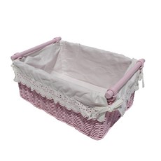 藤編商店 低款長方形提把籃 B908, 粉紅色, 1個