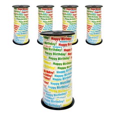 WOW PARTY KOREA 小號捲邊緞帶 5入, 多彩生日, 90m