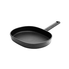 MOOSSE 電磁爐適用單柄橢圓形鑄鐵平底鍋, 黑色