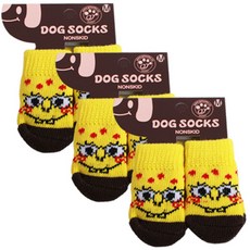 Celeb Pet 黃色兔子牙齒寵物狗襪 3入, 混合顏色, 3個