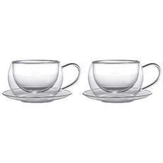 까사무띠 내열유리잔 베르데 2p + 쏘서 2p, 투명, 1세트