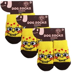 셀럽펫 노란 토끼 이빨 반려견 양말, 혼합색상, 3세트