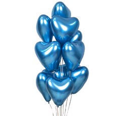WOW PARTY KOREA 30公分 鉻金心形氣球, 藍色, 10入