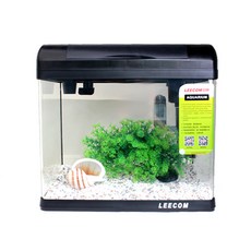 LEECOM LED魚缸 XC360+魚缸裝飾仿真植物擺飾組, 黑色