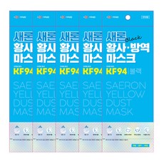 크린웰 새론 황사마스크 개별포장 블랙 대형 KF94, 1매, 5개