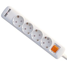 THANOS 歐式1開4插2孔USB延長線 16A EW-MBSU-16A4, 1.5m, 1個