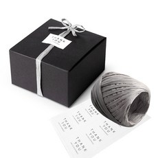 indi.k 現代黑色禮物盒1號 45入 + 拉菲草 1入 + 標籤 50入, 混合顏色, 1套