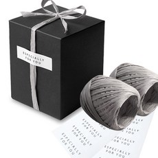 indi.k 現代禮物盒3號 15入 + 拉菲草 2入 + 標籤 20入, 黑色, 1套