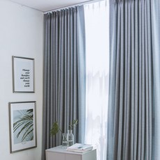 Home in Home 素色亞麻飯店式蝴蝶褶遮光窗簾組, 灰色