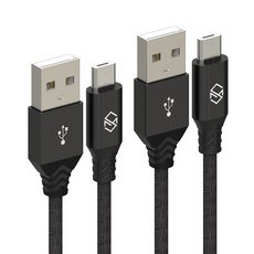 신지모루 더치 패브릭 5핀 고속충전 케이블 1m, 블랙, 2개