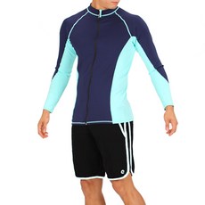 THE SIRUP 男款配色防曬拉鍊泳衣泳褲套裝