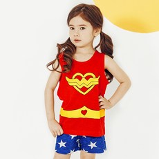 유니프랜드 여아용 통기성 원더걸 민소매내의 상하세트