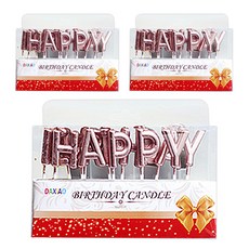 WOW PARTY KOREA Happy Birthday蠟燭, 玫瑰金, 3入