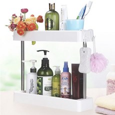 多功能2層浴室置物架, 白色, 1個