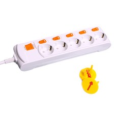 GN TAP 延長線 獨立開關型 5孔 GS-C16A5S + 安全蓋 2入 隨機出貨, 3.5m, 混色, 1套