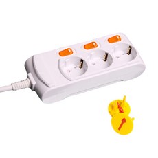 Gs&Tap 獨立開關型3孔延長線 + 安全蓋2入, 1.5m, 1套