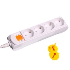 G&Tab 整合節能型延長線 4孔 GS-C16A4 + 安全蓋 2入, 3.5m, 混合色 + 隨機出貨, 1個