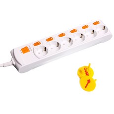 G&Tab 獨立開關6孔4號延長線 + 安全保護蓋2入 隨機出貨, 3.5m, 1套