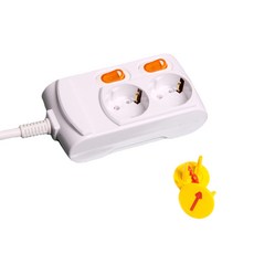 Gs&tap 獨立開關延長線 2孔 + 2入安全蓋 隨機出貨, 3.5m, 單一顏色, 1個