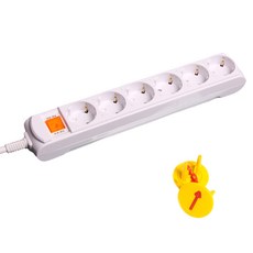 Gs&tap 接地型6孔延長線 GS-C16A6 + 隨機配送2入安全蓋, 1.5m, 單一顏色, 1套