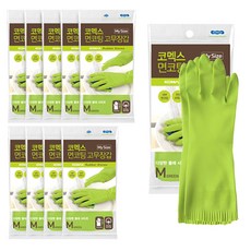 코멕스 면코팅 고무장갑 M, 그린, 중(M), 10개